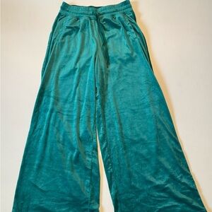 Aerie Teal Velvet Wide Leg Bottoms